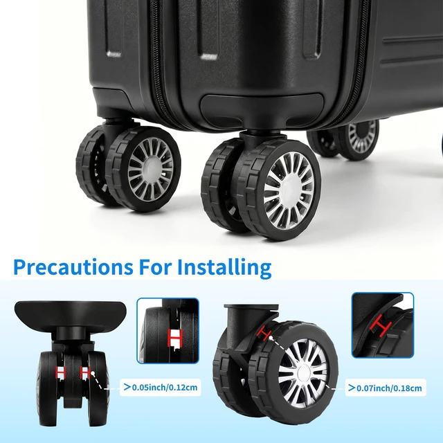 Alt view image 6 of 7 - 8 PCS Silicone Luggage Wheel Covers, Suitcase Wheel Protectors, Anti-Slip Noise Reducing Luggage Wheel Covers Fits 2" - 2.4" for Carry On Luggage Wheels, Black