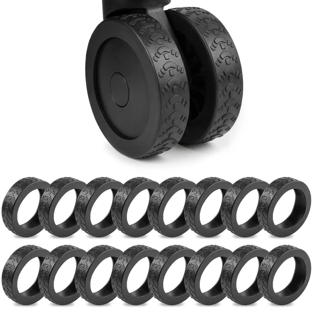 Main image of 16pcs Luggage Wheel Covers Silicone Protective Covers Wear-Resistant Anti-Noise Travel Accessories for Rolling Suitcases Spinner Wheels (Black)