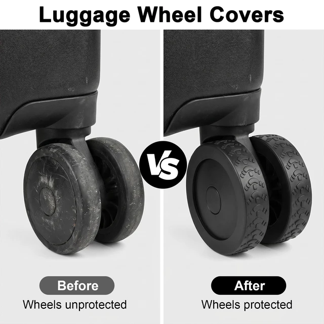 Alt view image 4 of 7 - 16pcs Luggage Wheel Covers Silicone Protective Covers Wear-Resistant Anti-Noise Travel Accessories for Rolling Suitcases Spinner Wheels (Black)