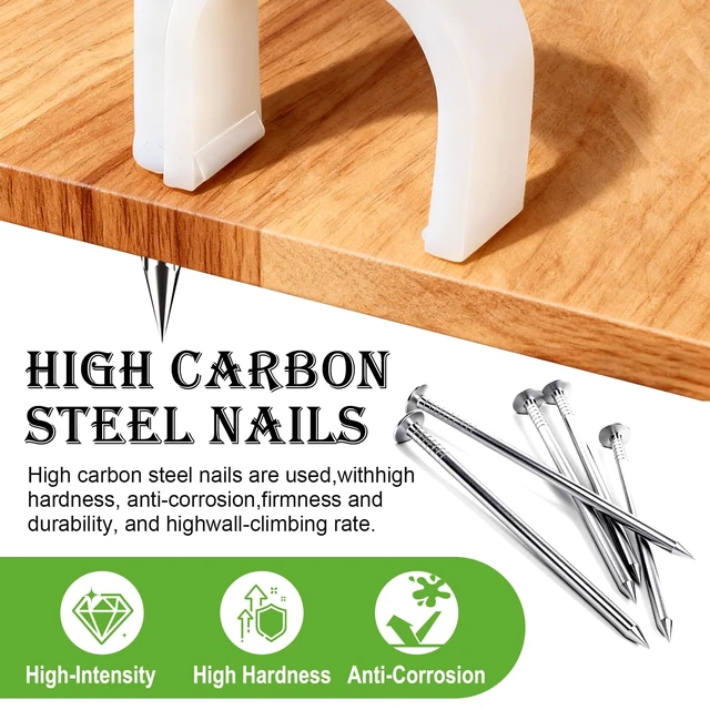Alt view image 4 of 6 - 200PCS Cable Clips with Steel Nails,4/6/8/10mm Round White Cable Wire Clips,Wall Clips for Cords,Cable Cord Clips for RG6 RG59 CAT6 RJ45