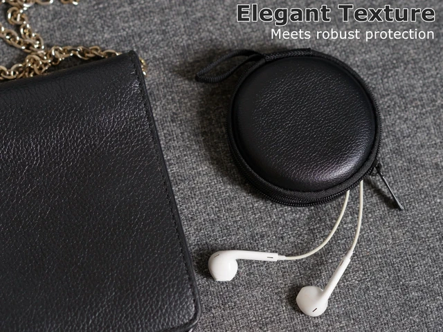 Alt view image 2 of 7 - Mini-Portable Hard Shell Earbuds Case for Apple EarPods Headphones USB-C Wired Ear Buds/Skullcandy Jib Wired Earbuds, Travel Case for Earphones Earplugs (Luxe Black, 1 Pack)