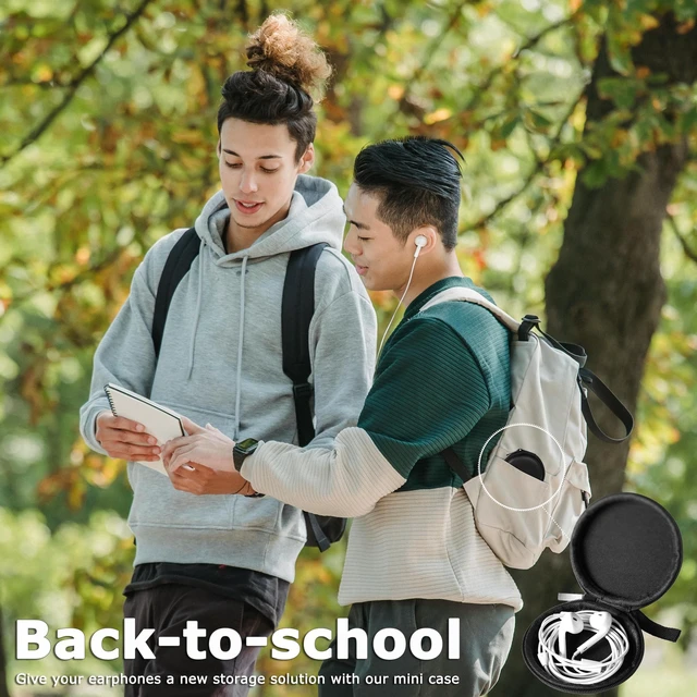 Alt view image 4 of 7 - Mini-Portable Hard Shell Earbuds Case for Apple EarPods Headphones USB-C Wired Ear Buds/Skullcandy Jib Wired Earbuds, Travel Case for Earphones Earplugs (Luxe Black, 1 Pack)