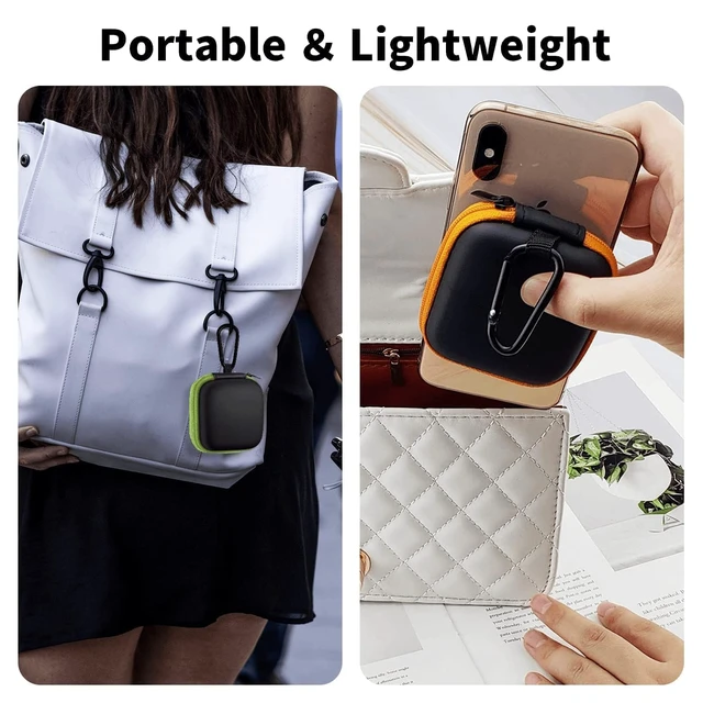 Alt view image 5 of 7 - 5 Pack Earbud Case Storage Bag with Carabiner for Headphones, Square | Portable EVA Carrying Case, For Wired/Wireless Headphones, SD Card Storage, Camera Chip