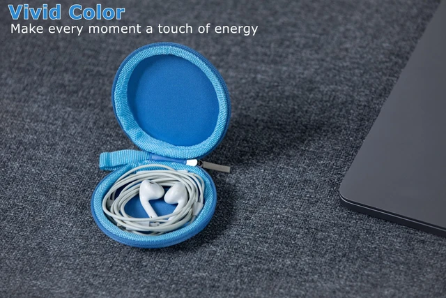 Alt view image 6 of 7 - Mini-Portable Hard Shell Earbuds Case for Apple EarPods Headphones USB-C Wired Ear Buds/Skullcandy Jib Wired Earbuds, Travel Case for Earphones Earplugs (Blue, 1 Pack)