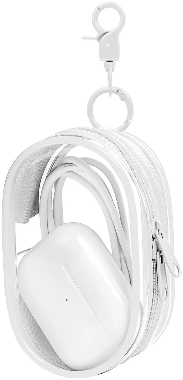 Main image of 1 Pack Transparent Tech Pouch Storage Bag, White | Cable Organizer, Earphone Storage, Charger Holder, Key, Coin, Blind Box Doll Display Bag