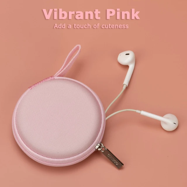 Alt view image 3 of 7 - Mini-Portable Hard Shell Earbuds Case for Apple EarPods Headphones USB-C Wired Ear Buds/Skullcandy Jib Wired Earbuds, Travel Case for Earphones Earplugs (Pink, 1 Pack)