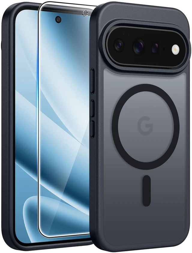 Main image of Google Pixel 11 Pro XL Case, Fit for Magsafe, Screen Protector | Translucent Matte Magnetic Back, 14FT Military Grade Drop Protection, Shockproof Protective Phone Cover, Black