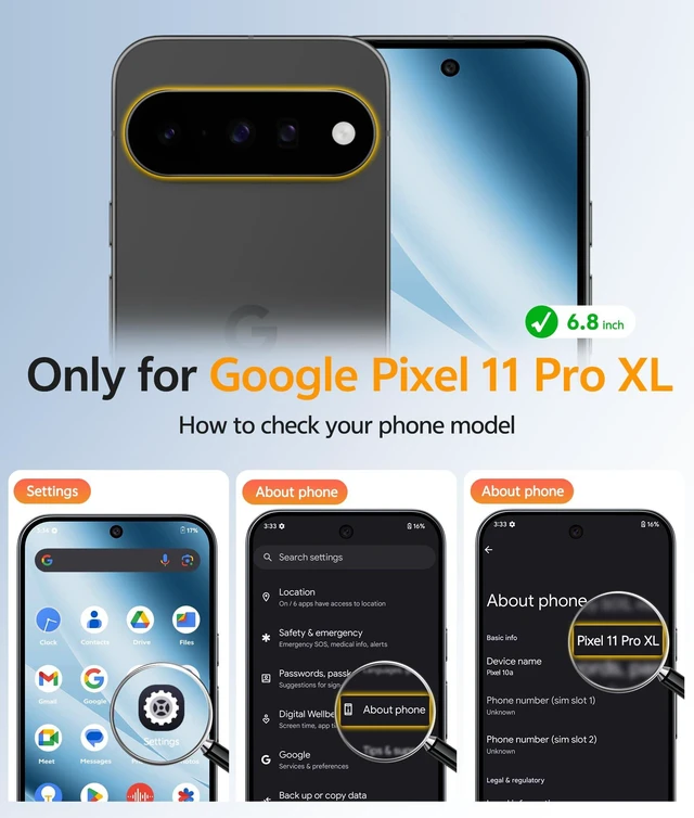 Alt view image 2 of 7 - Google Pixel 11 Pro XL Case, Fit for Magsafe, Screen Protector | Translucent Matte Magnetic Back, 14FT Military Grade Drop Protection, Shockproof Protective Phone Cover, Black
