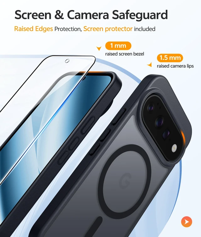 Alt view image 4 of 7 - Google Pixel 11 Pro XL Case, Fit for Magsafe, Screen Protector | Translucent Matte Magnetic Back, 14FT Military Grade Drop Protection, Shockproof Protective Phone Cover, Black