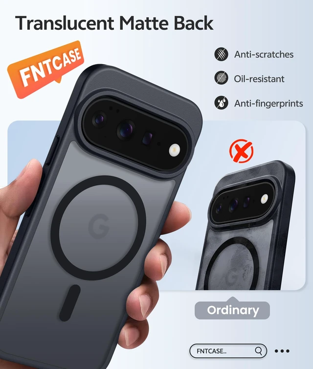 Alt view image 7 of 7 - Google Pixel 11 Pro XL Case, Fit for Magsafe, Screen Protector | Translucent Matte Magnetic Back, 14FT Military Grade Drop Protection, Shockproof Protective Phone Cover, Black