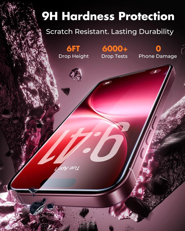 Alt view image 3 of 7 - 2-Pack Screen Protector for iPhone 18 Pro Max Tempered Glass | Military Grade Shatterproof, 9H+ Hardness, 99.99% HD Clear, Bubble-Free, Easy Installation Frame, for iPhone 18 Pro Max