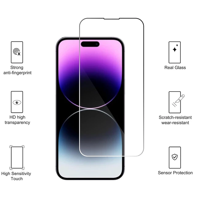 Alt view image 2 of 6 - 3 Pack Screen Protector for iPhone 14 Plus/iPhone 14 Pro Max | 6.7 Inch,Tempered Glass, Sensor Protection, Dynamic Island Compatible, Case Friendly