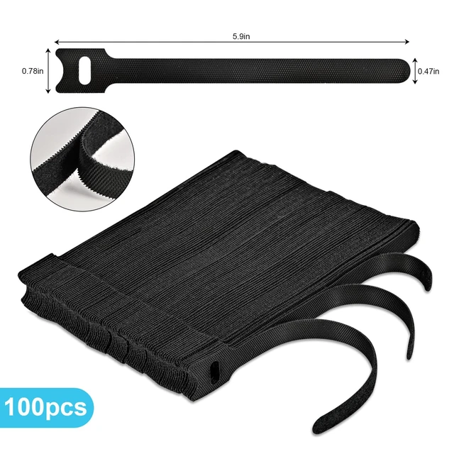 Alt view image 2 of 7 - 100 Pack Reusable HookLoop Cable Ties, Adjustable Cord Wire Organizer | Reusable adjustable hookloop cable ties, durable for home & office, fast bundling, easy reuse, no wire damage.