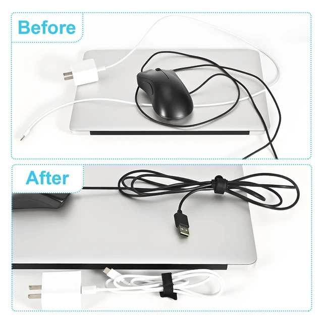 Alt view image 6 of 7 - 100 Pack Reusable HookLoop Cable Ties, Adjustable Cord Wire Organizer | Reusable adjustable hookloop cable ties, durable for home & office, fast bundling, easy reuse, no wire damage.