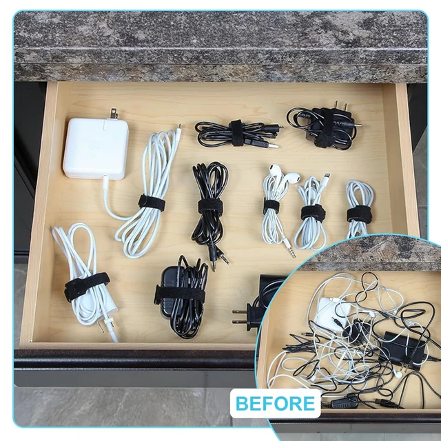 Alt view image 7 of 7 - 100 Pack Reusable HookLoop Cable Ties, Adjustable Cord Wire Organizer | Reusable adjustable hookloop cable ties, durable for home & office, fast bundling, easy reuse, no wire damage.