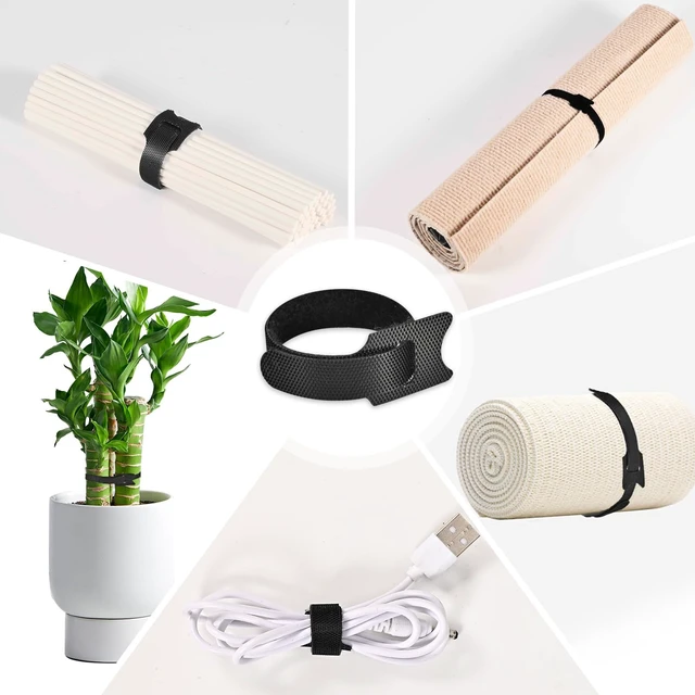 Alt view image 5 of 7 - 100 Pack Reusable HookLoop Cable Ties, Adjustable Cord Wire Organizer | Reusable adjustable hookloop cable ties, durable for home & office, fast bundling, easy reuse, no wire damage.