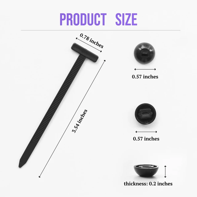Alt view image 2 of 6 - Cable Tie Buckle, 30 PCS Nylon Universal Cable Tie Buckle, T-Shaped Fixion Tools, Car Zip Ties & Button Zip Ties for Fender Liners, Underbody Panels, Splash Shields