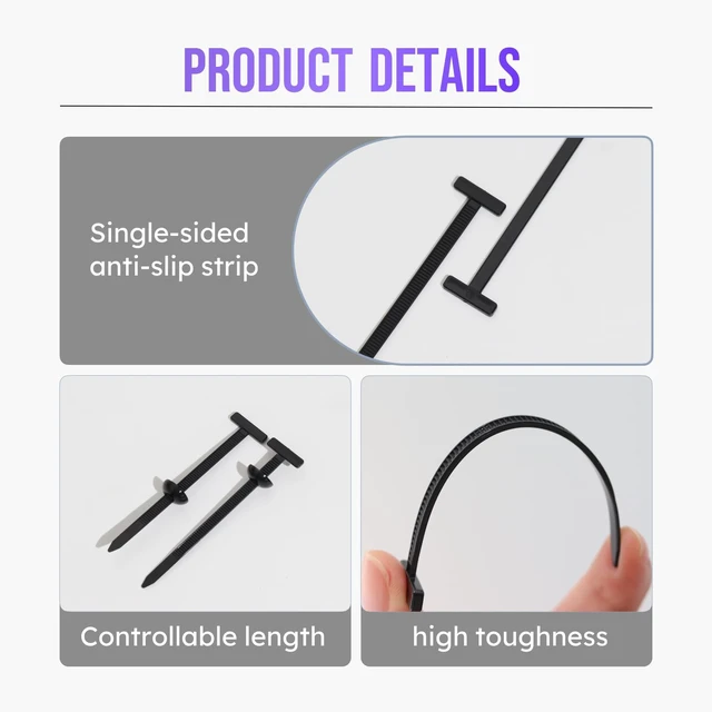 Alt view image 4 of 6 - Cable Tie Buckle, 30 PCS Nylon Universal Cable Tie Buckle, T-Shaped Fixion Tools, Car Zip Ties & Button Zip Ties for Fender Liners, Underbody Panels, Splash Shields