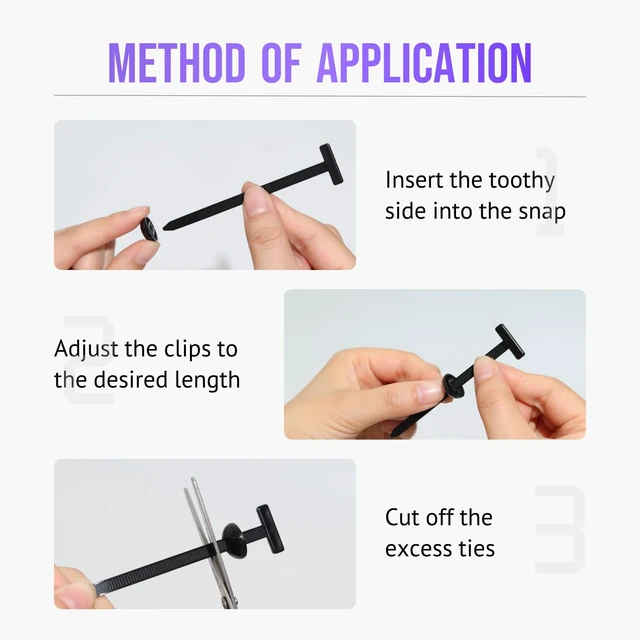 Alt view image 3 of 6 - Cable Tie Buckle, 30 PCS Nylon Universal Cable Tie Buckle, T-Shaped Fixion Tools, Car Zip Ties & Button Zip Ties for Fender Liners, Underbody Panels, Splash Shields