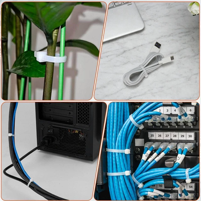 Alt view image 4 of 6 - Cable Zip Ties,600 Piece Self-Locking Nylon Cable Ties,Assorted Sizes 4+6+8+10+12-Inch,Multi-Purpose Wire Management Plastic Ties,Perfect for Home,Garden,Office,Travel and Workshop.White