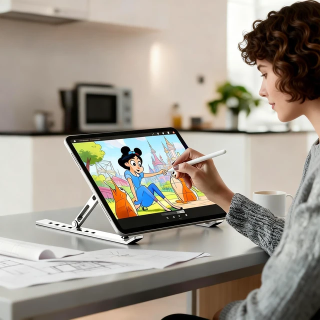 Alt view image 7 of 7 - Laptop Stand Ergonomic Laptop Riser 7 Levels Height Adjustment | Foldable Adjustable Ergonomic Laptop Holder Anti-slip Silicone Pads for 10-17.3 Inch Laptops Notebook