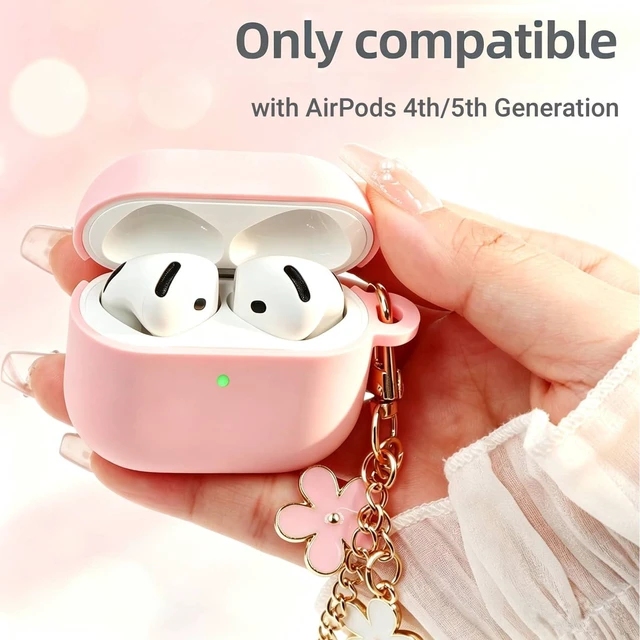 Alt view image 2 of 7 - Compatible with AirPods 5/4 Case, Premium Soft Silicone Protective Case Cover for Apple AirPods 4th/5th Generation with Cleaner Kit Keychain Accessories for Women Girls