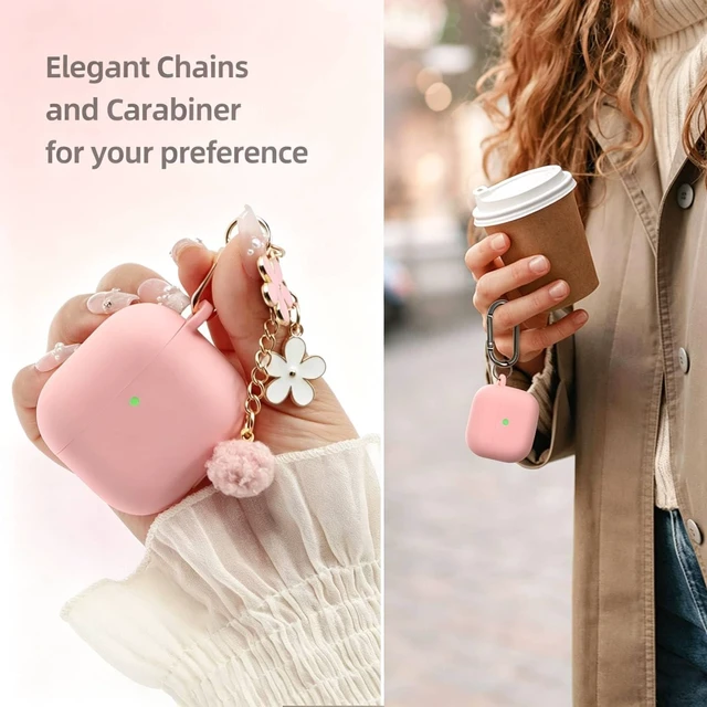 Alt view image 3 of 7 - Compatible with AirPods 5/4 Case, Premium Soft Silicone Protective Case Cover for Apple AirPods 4th/5th Generation with Cleaner Kit Keychain Accessories for Women Girls