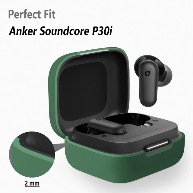 Alt view image 2 of 5 - Silicone Case for Anker Soundcore P30i, Protective Cover with Carabiner (Emerald Green)