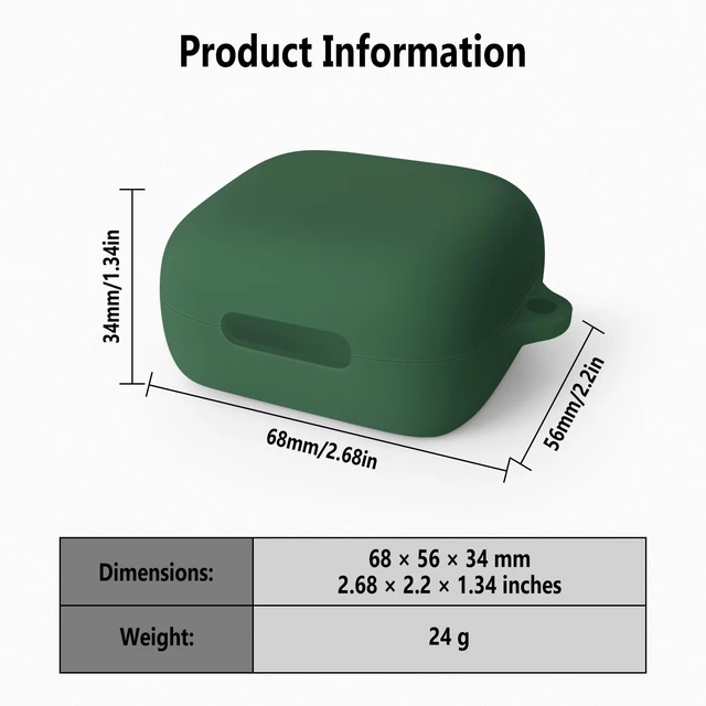 Alt view image 3 of 5 - Silicone Case for Anker Soundcore P30i, Protective Cover with Carabiner (Emerald Green)
