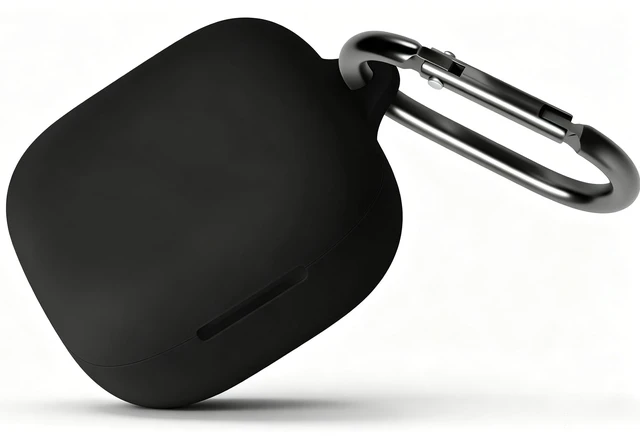 Main image of Silicone Case for Anker Soundcore P31i, Anker Soundcore R60i NC, Soft Flexible Scratch Resistant Protective Cover with Carabiner (Black)