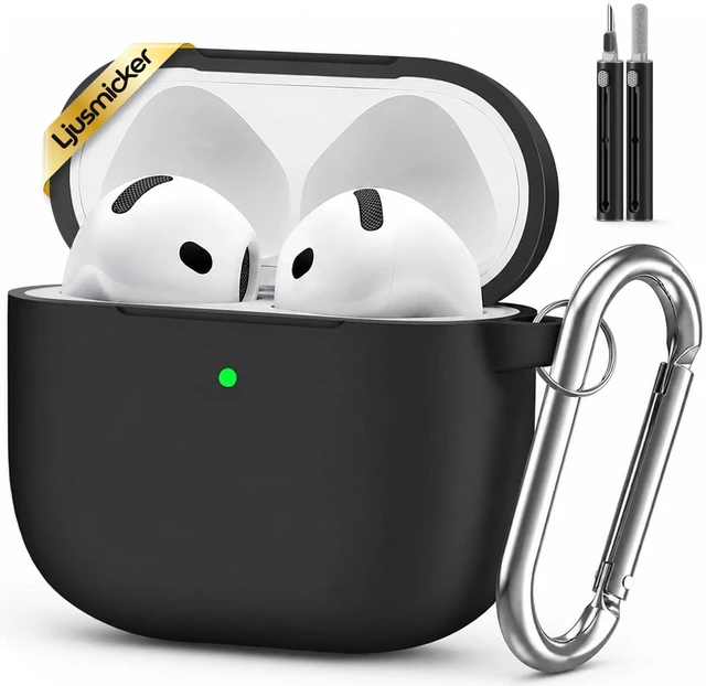 Main image of AirPods 5/4 Case (2026/2024) with Cleaner Kit,Black | Soft Silicone Protective Cover for Apple AirPods 5 Case/AirPods 4 Case with Keychain for Women Men,Supports Wireless Charging