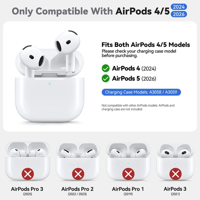 Alt view image 2 of 7 - AirPods 5/4 Case (2026/2024) with Cleaner Kit,Black | Soft Silicone Protective Cover for Apple AirPods 5 Case/AirPods 4 Case with Keychain for Women Men,Supports Wireless Charging
