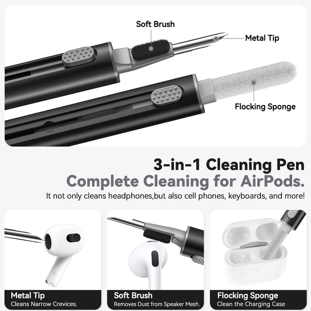 Alt view image 5 of 7 - AirPods 5/4 Case (2026/2024) with Cleaner Kit,Black | Soft Silicone Protective Cover for Apple AirPods 5 Case/AirPods 4 Case with Keychain for Women Men,Supports Wireless Charging