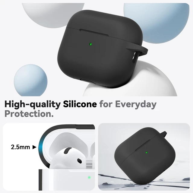 Alt view image 7 of 7 - AirPods 5/4 Case (2026/2024) with Cleaner Kit,Black | Soft Silicone Protective Cover for Apple AirPods 5 Case/AirPods 4 Case with Keychain for Women Men,Supports Wireless Charging