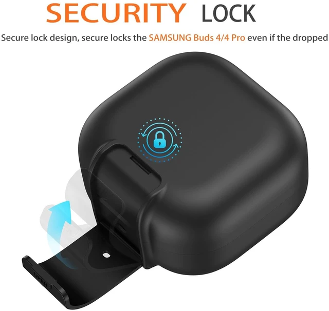 Alt view image 3 of 7 - Lock Case Compatible Samsung Galaxy Buds 4/4 Pro Cases Cover with Phone Stand, Full Body Shockproof Protective Cases Men Women with Cleaner Kit and Keychain for Galaxy Buds 4 Pro 2026 Black