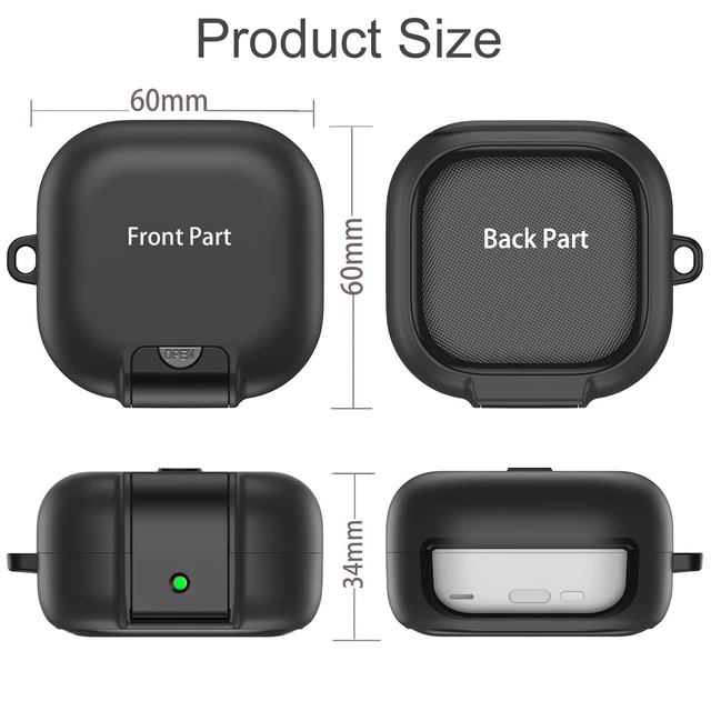 Alt view image 7 of 7 - Lock Case Compatible Samsung Galaxy Buds 4/4 Pro Cases Cover with Phone Stand, Full Body Shockproof Protective Cases Men Women with Cleaner Kit and Keychain for Galaxy Buds 4 Pro 2026 Black