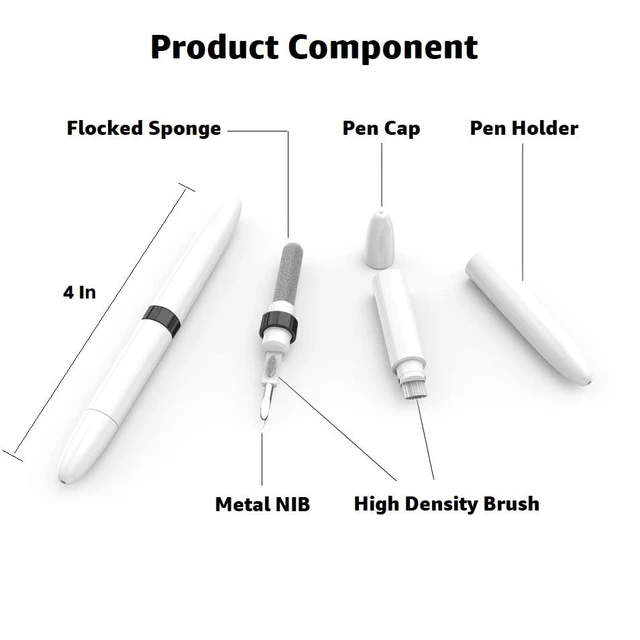Alt view image 6 of 6 - Dual-Brush Earbud Cleaning Pen | 4-in-1 Pro Kit for Precision & Durability, Tool Compatible with Airpods, Galaxy Buds, All Wireless Headsets -Black