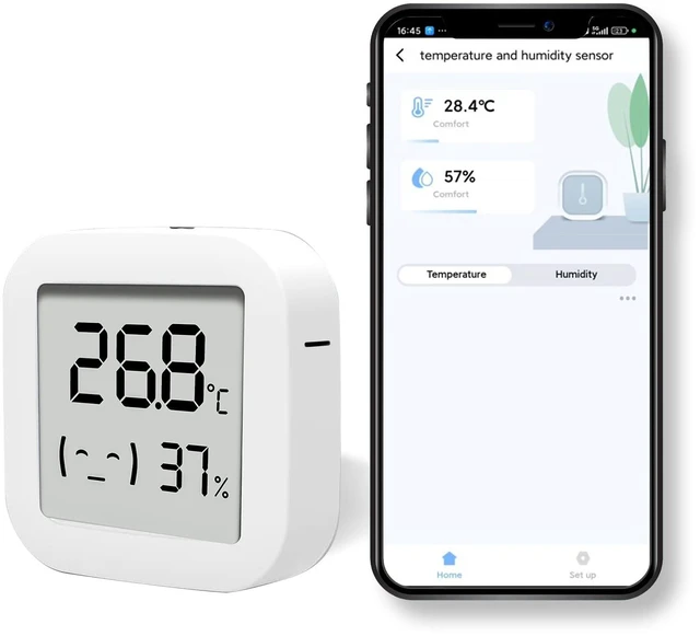 Main image of Mini Thermometer Hygrometer Bluetooth Temperature Humidity Sensor with Electronic Ink Display Room Thermometer with 500ft/150m Range Humidity Meter