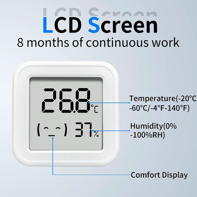 Alt view image 3 of 7 - Mini Thermometer Hygrometer Bluetooth Temperature Humidity Sensor with Electronic Ink Display Room Thermometer with 500ft/150m Range Humidity Meter