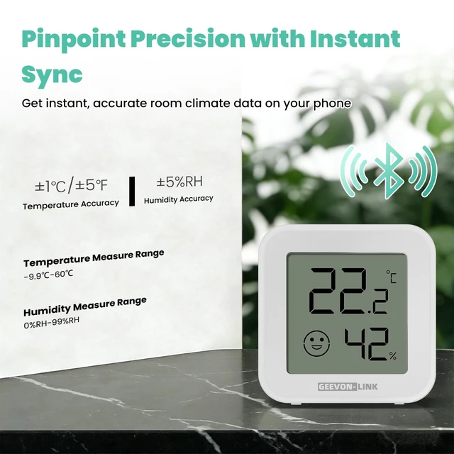 Alt view image 2 of 7 - Bluetooth Thermometer Hygrometer,Temperature Humidity Sensor | Indoor Digital Remote Monitor with Electronic Ink Display, App Notification Alert, Free Data Storage Export,for Bedroom