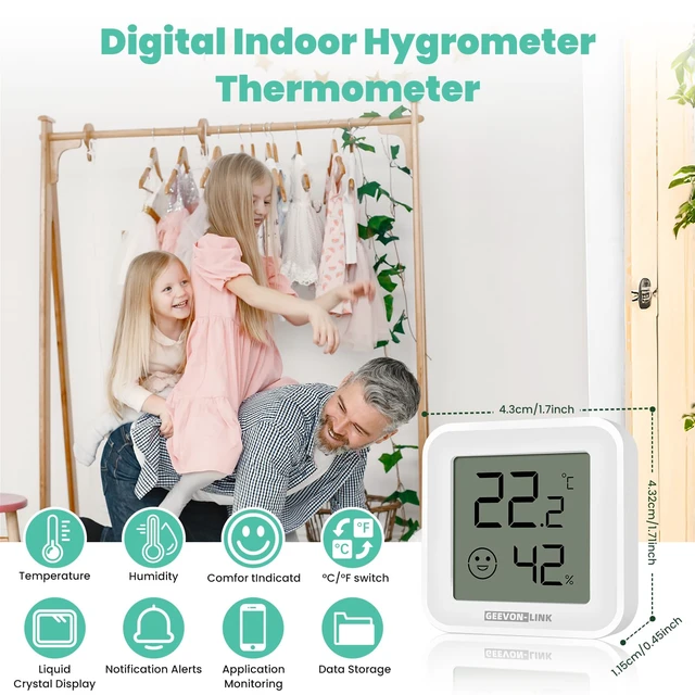 Alt view image 3 of 7 - Bluetooth Thermometer Hygrometer,Temperature Humidity Sensor | Indoor Digital Remote Monitor with Electronic Ink Display, App Notification Alert, Free Data Storage Export,for Bedroom