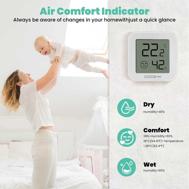 Alt view image 4 of 7 - Bluetooth Thermometer Hygrometer,Temperature Humidity Sensor | Indoor Digital Remote Monitor with Electronic Ink Display, App Notification Alert, Free Data Storage Export,for Bedroom