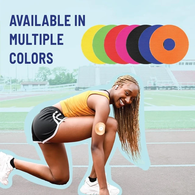 Alt view image 4 of 7 - CGM Adhesive Patches Pre-Cut for Freestyle Libre 2 &3 and Lingo, Waterproof Adhesive Medical Tape, Uncovered Circle Protective Patches, Tan, Bag of 25