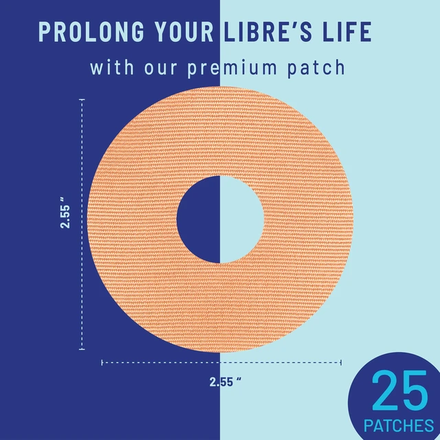 Alt view image 2 of 7 - CGM Adhesive Patches Pre-Cut for Freestyle Libre 2 &3 and Lingo, Waterproof Adhesive Medical Tape, Uncovered Circle Protective Patches, Tan, Bag of 25