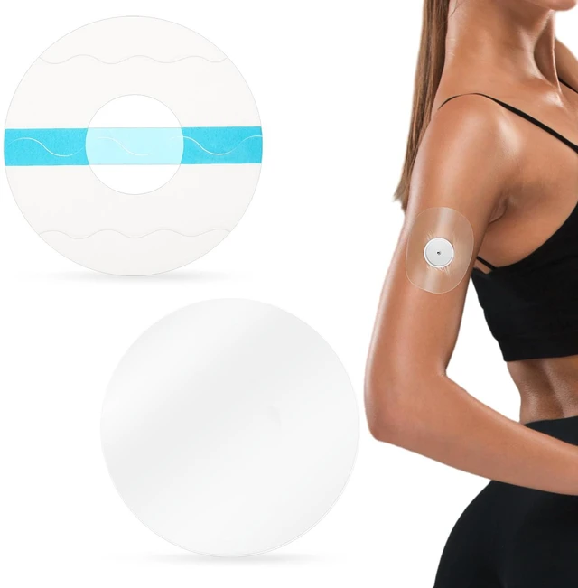 Main image of 30 Pack Glucose Sensor Covers Medical Adhesive Patches for Precut CGM Tape with No Glue on The Center Waterproof and Strong Stick for Long Stay