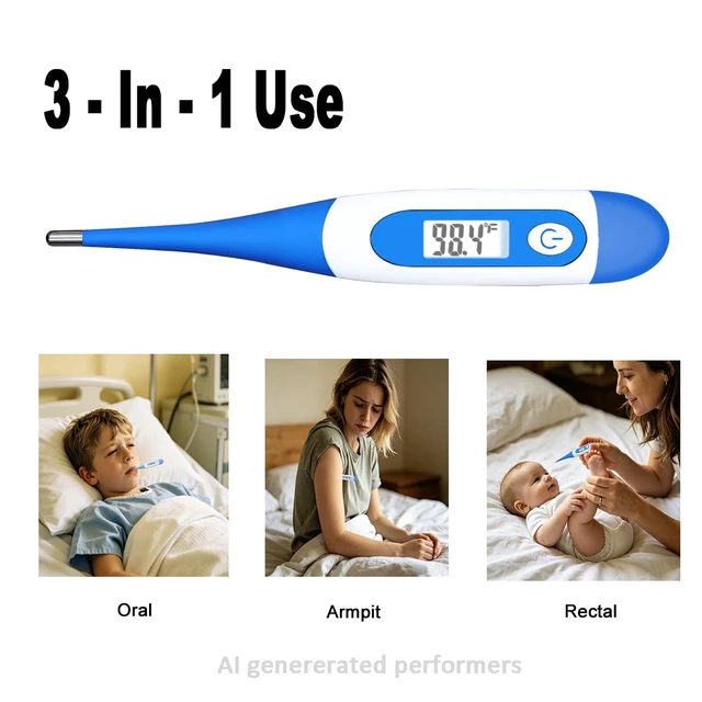Alt view image 3 of 7 - Digital Thermometer Thermometer for Adult (A, Pack of 4) | Flexible Tip Accurate LCD Reading Oral, Rectal or Under Arm Use