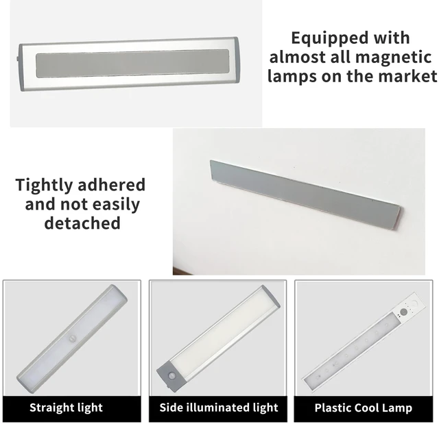Alt view image 4 of 5 - Under Cabinet Lights Magnetic stickys 4PCS - Replacement Magnetic Strips with Adhesive Backing for Under Cabinet Lights, Black, LMS01-4