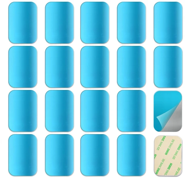 Main image of 20Pcs Adhesive Magnetic Strips for Under Cabinet LED Light Mounting | Metal Adhesive Plates for Magnetic LED Lights,Under Counter Kitchen Stairs Closet,Peel & Stick Mounting