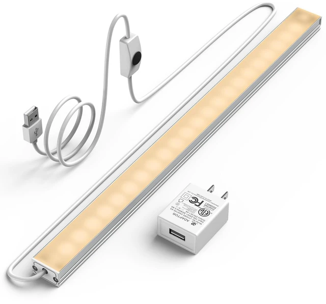 Main image of Under Cabinet LED Light Bar 12" 3000K Warm Kitchen Lamp | ASOKO 12" Under Cabinet LED Light Bar, 3000K Warm White Plug in Counter Light for Kitchen Desk Closet