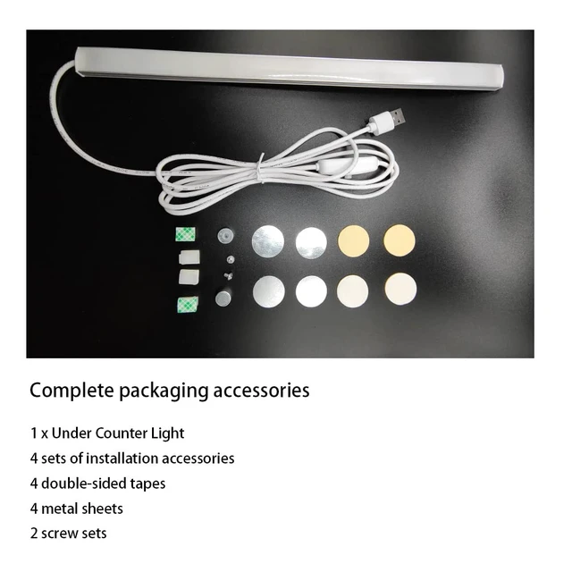 Alt view image 6 of 7 - Under Cabinet Led Lighting, 12 Inch Led Light Strip Bar, Warm White 3000K USB Led Light, Small Thin Led Under Counter Lighting for Kitchen/Room/Shelf/Desk/Display Case